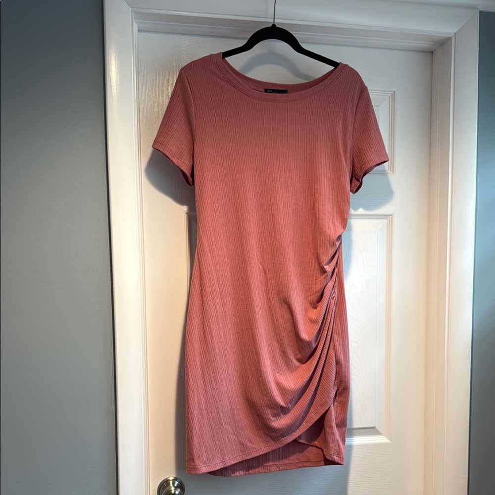 INC Pink Short Sleeve Ruched Dress